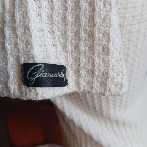 Small Vintage 80's Cream Short-Sleeve Textured Knit Collared Top Greenwalt Mom - Picture 5 of 6